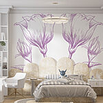 Fototapet Delicate florale line art design