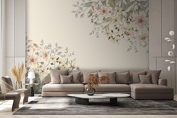 Model floral cu flori Fototapet Model floral cu flori