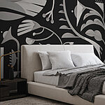 Fototapet Design floral alb și negru
