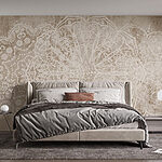 Fototapet Design ornamentat alb pe o suprafață maro