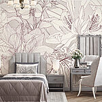Fototapet Delicate florale line art design