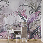 Fototapet Pictura de flori și frunze