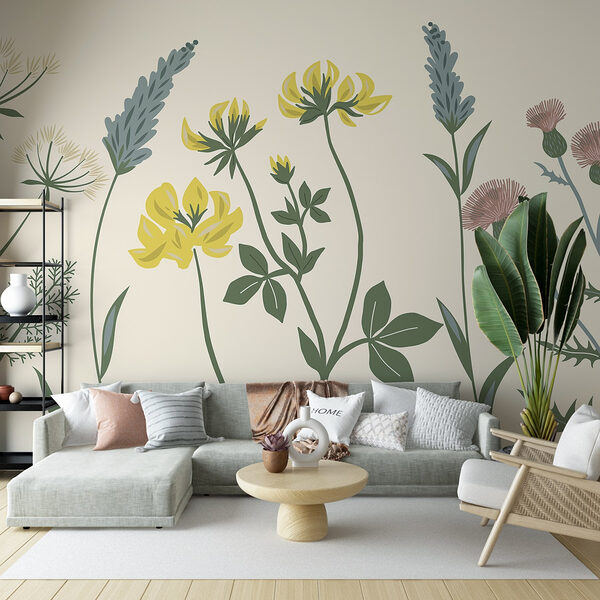 Ilustrație florală delicată în nuanțe moi Fototapet Ilustrație florală delicată în nuanțe moi