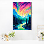 Tablouri Pictura de un râu și munți cu copaci