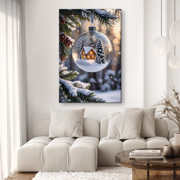 Glob de sticlă cu o casă și copaci în interior Tablouri Glob de sticlă cu o casă și copaci în interior