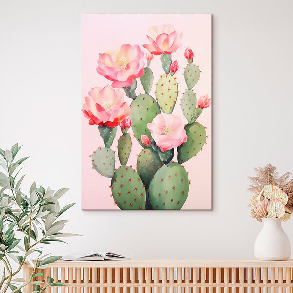 Pictura unui cactus cu flori Tablouri Pictura unui cactus cu flori