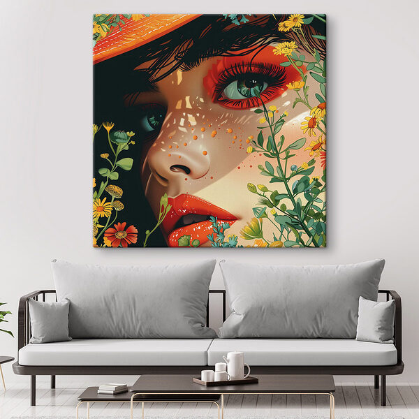 Tablouri Femeie cu o pălărie și flori