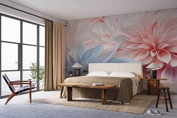 Fototapet Frumos aranjament floral din hârtie pastel