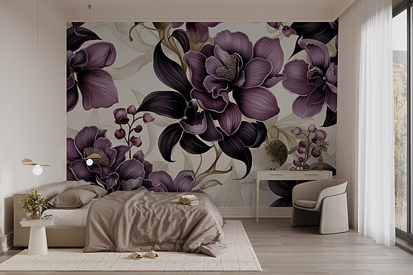 Aranjament floral violet elegant expus Fototapet Aranjament floral violet elegant expus