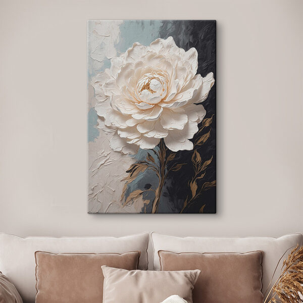 Tablouri Floare albă cu frunze maro