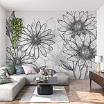 Fototapet Grup de flori cu frunze