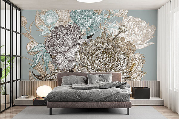 Ilustrație florală frumoasă în nuanțe moi Fototapet Ilustrație florală frumoasă în nuanțe moi