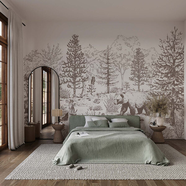 Fototapet Urs mergând în pădure