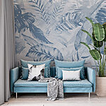 Fototapet Design delicat cu model de frunze albastre