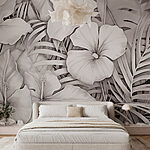 Fototapet Design floral elegant în tonuri monocrome