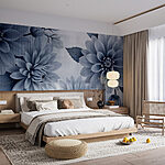 Fototapet Model floral elegant în tonuri reci