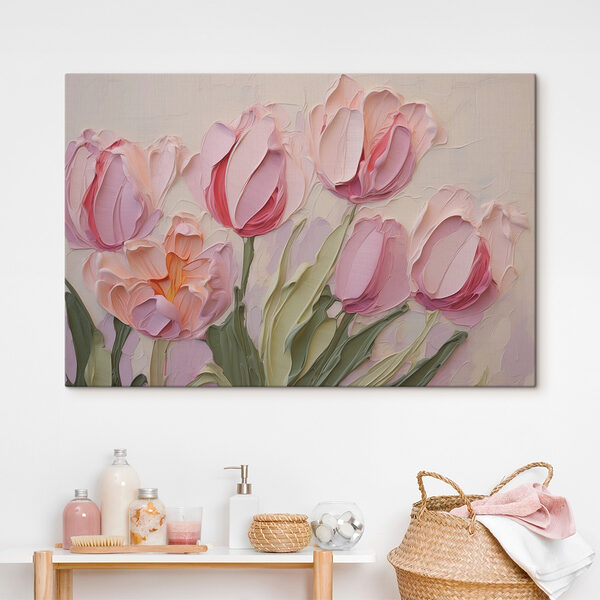 Pictura de flori roz Tablouri Pictura de flori roz