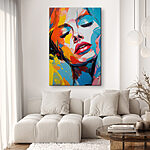 Tablouri Pictura de o femeie cu vopsea colorată pe fata ei