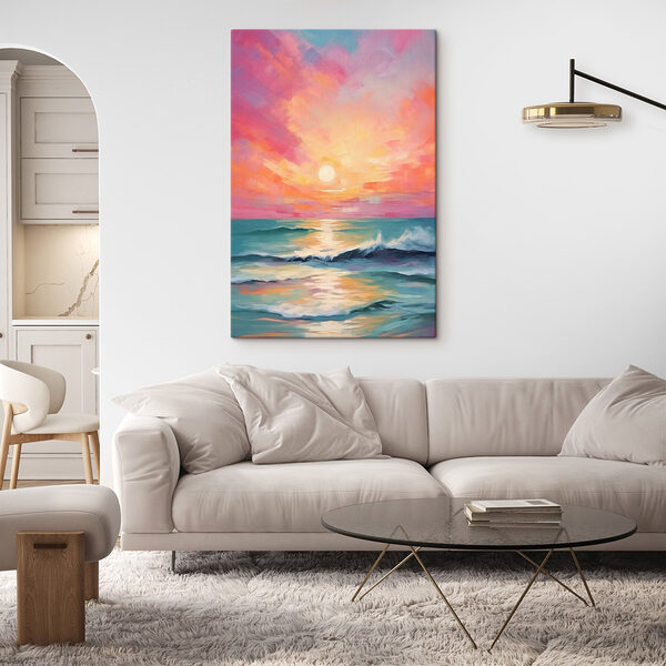 Pictura unui apus de soare peste ocean Tablouri Pictura unui apus de soare peste ocean