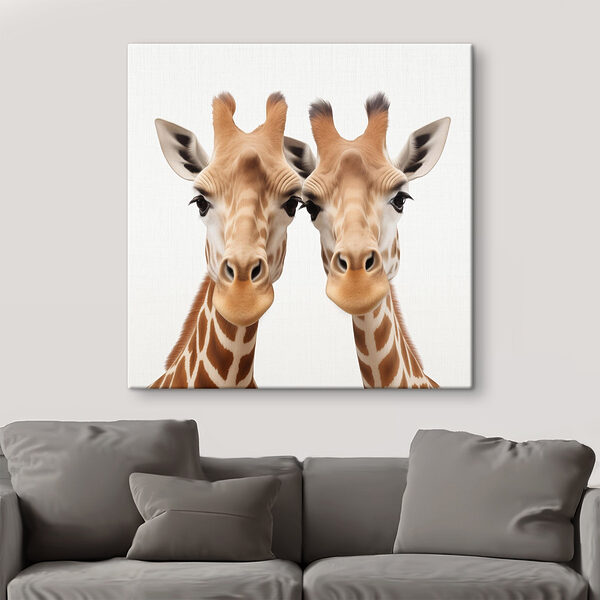Canvas prints Two curious giraffe faces side by side Tablouri Canvas prints Two curious giraffe faces side by side