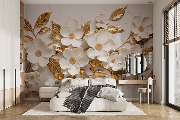 Design floral elegant pe fundal texturat Fototapet Design floral elegant pe fundal texturat