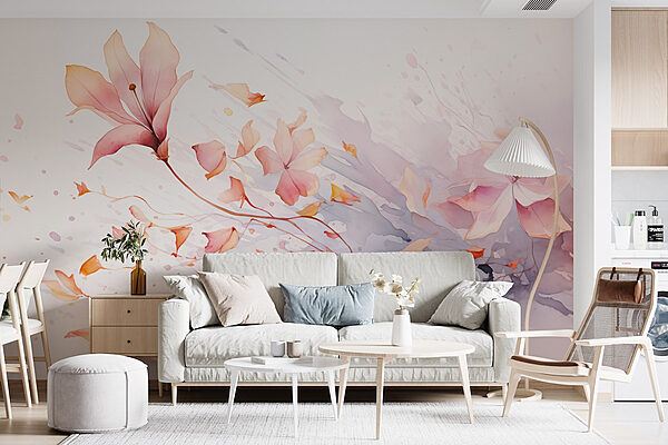 Fototapet Pictura acuarelă de flori