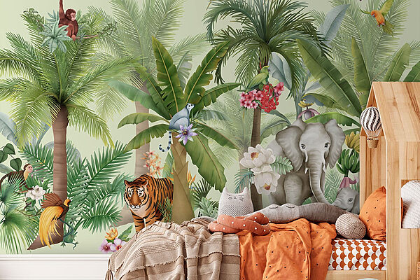 Wallpaper cu animale și păsări Fototapet Wallpaper cu animale și păsări