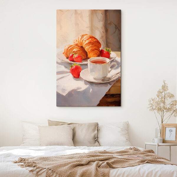 Croissant și căpșuni pe o farfurie Tablouri Croissant și căpșuni pe o farfurie