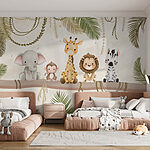 Fototapet Grup de animale așezate pe o creangă