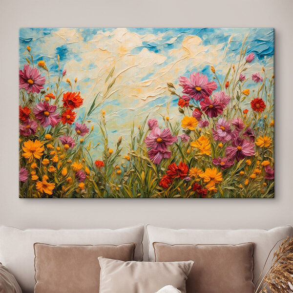 Pictura de flori și iarbă Tablouri Pictura de flori și iarbă