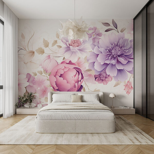Eleganță florală în pasteluri moi Fototapet Eleganță florală în pasteluri moi