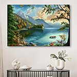 Tablouri Barcă pe un lac înconjurat de munți