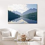 Tablouri Lac cu copaci și munți în fundal