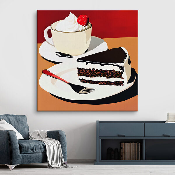 O felie de tort și o ceașcă de cafea Tablouri O felie de tort și o ceașcă de cafea