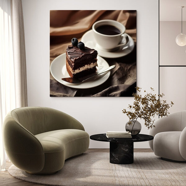 O felie de tort și o ceașcă de cafea Tablouri O felie de tort și o ceașcă de cafea