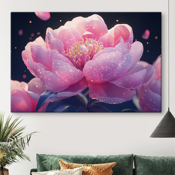 Floare roz cu sclipici Tablouri Floare roz cu sclipici