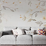 Fototapet Design floral alb și maro
