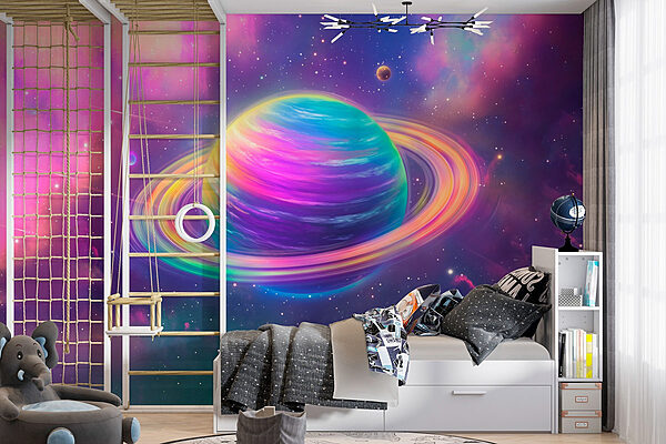 Planetă colorată în spațiu Fototapet Planetă colorată în spațiu
