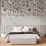 Fototapet Design floral alb pe un perete