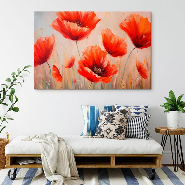 Pictura de flori roșii Tablouri Pictura de flori roșii