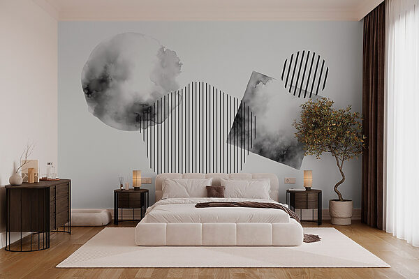Imagine alb-negru de forme geometrice Fototapet Imagine alb-negru de forme geometrice