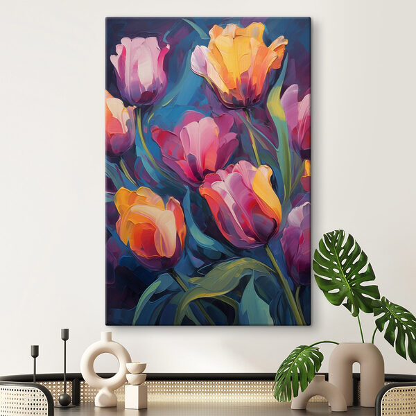 Pictura de flori pe un fundal albastru Tablouri Pictura de flori pe un fundal albastru