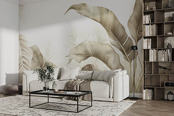 Tonuri naturale și design elegant cu frunze Fototapet Tonuri naturale și design elegant cu frunze