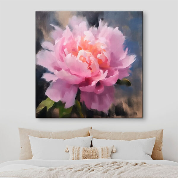 Floare roz cu frunze verzi Tablouri Floare roz cu frunze verzi
