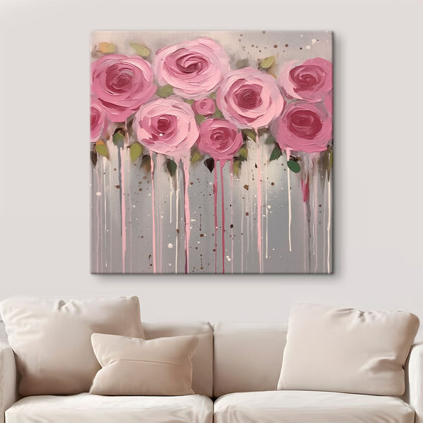 Pictura de flori roz Tablouri Pictura de flori roz
