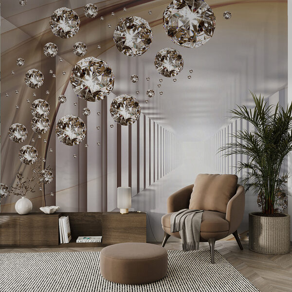 Fototapet Pietre prețioase plutind într-un tunel fără sfârșit