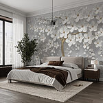 Fototapet Copac elegant cu flori albe