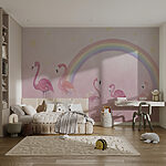 Fototapet Flamingo roz pe un fundal roz
