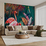 Fototapet Flamingo roz cu picioare lungi