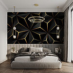 Fototapet Desen geometric abstract negru și chihlimbar